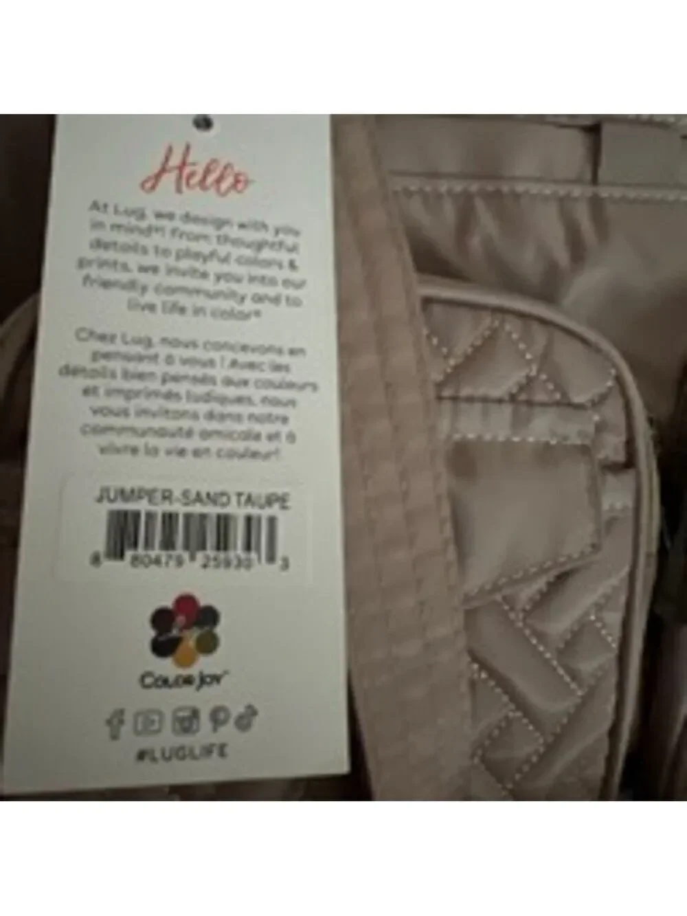 NWT Lug Women's Puddle Jumper Tote Bag Beige/Sand Taupe
